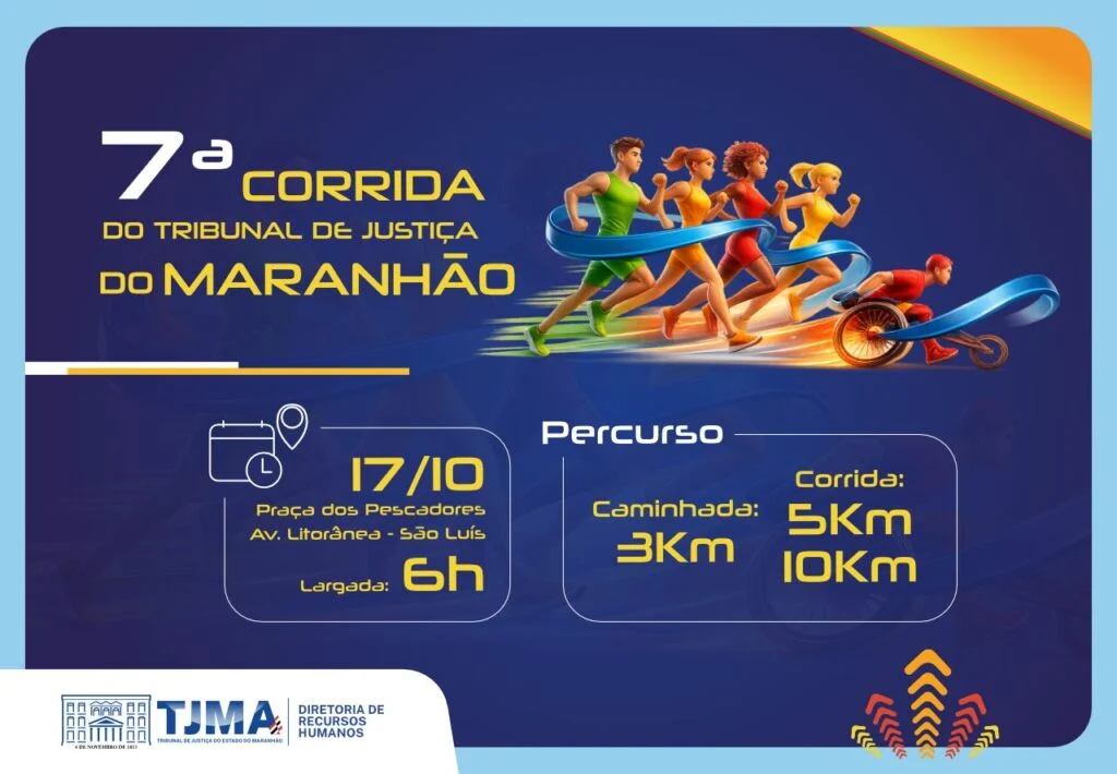 Retirada de kits da 7ª Corrida do TJMA em São Luís, saiba horários de atendimento, documentos, doação obrigatória e itens incluídos no kit